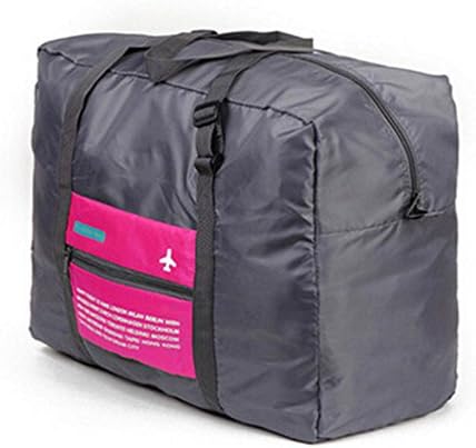 CuteU Portable Folding Travel Bag Reusable Trolley Shopping Tote Luggage (Hot Pink)