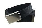 Canvas Web Belt Flip-Top Antique Silver Buckle/Tip Solid Color 50