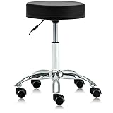 Dr.lomilomi Hydraulic Swivel Rolling Clinic Spa Massage Stool Chair 503 (503-No Footrest / With Wheel, Black)