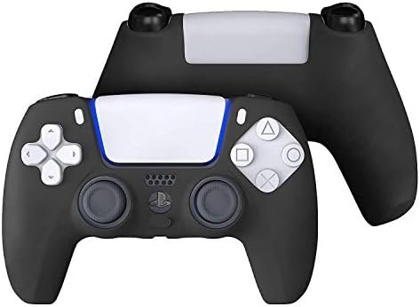 Ps5 コントローラー カバー シリコン素材 ソフト プレイステーション5コントローラー対応 保護ケース ブラック 滑り止め 耐衝撃 超軽量 傷つけ防止 簡単装着 最安値挑戦