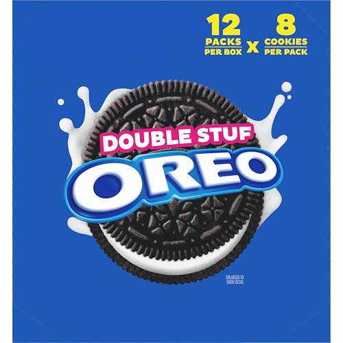 OREO DOUBLE STUF CHOCOLATE SANDWICH COOKIES, KING SIZE, 12 SNACK PACKS (8 COOKIES PER PACK)