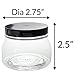 JUVITUS 8 oz Tuscany Clear Plastic Jar PET with Black Smooth Lid (6 pack)