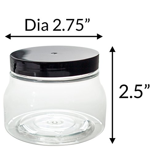 Clear PET Plastic (BPA Free) Tuscany Refillable Jar 8 oz / 240 ml - (6 pack) + Labels