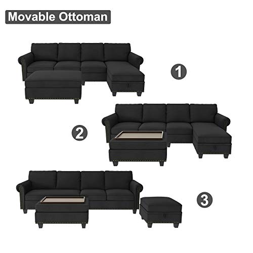 Nolany Convertible Sectional Sofa L Shape Couch with Storage Reversible
