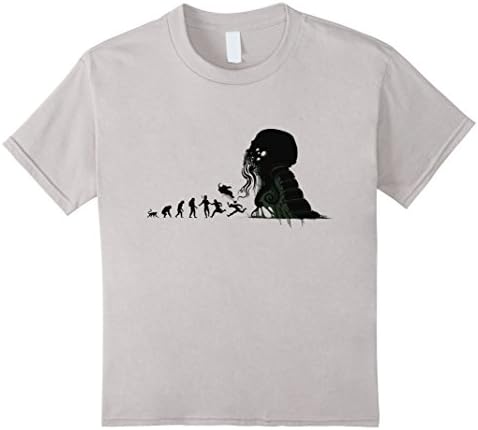 unisex-child Lovecraftian Darwinism Cthulhu Evolution T-Shirt 10 Silver