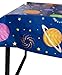 Blue Panda Outer Space Plastic Tablecloth - Durable Disposable Table Cover - Galaxy Planet Print for Space Party Decoration - Pack of 3, 54 x 108 in