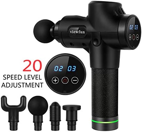 Massage Gun Upgraded Handheld Deep Tissue Percussion Therapy Portable Cordless Personal Massager by Viewfun Pain Relief Muscle Recovery Sport Mate (Luxury Black)