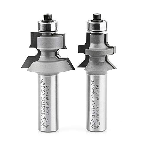 Amana Tool - 55454 2Piece Carbide Tipped Flooring 1-1/4 Dia x 3/4 x 1/2" Shank Set Wi