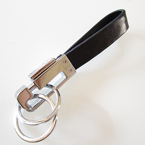 LU2000 Collections Home Outdoors Boutique Genuine Leather Valet Elegant Key Chain Safe & Durable, 2 Detachable Keychain (Black)