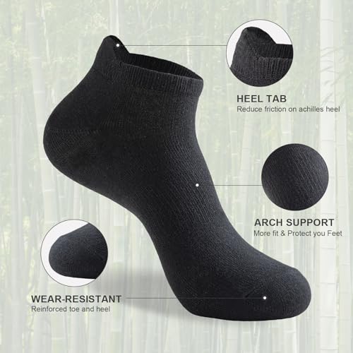 Niorasen Bamboo Trainer Socks for Men and Women 6 Pairs Ankle Sports Casual Socks Anti Blister Running Athletic Breathable Socks Low Cut Walking Short Socks