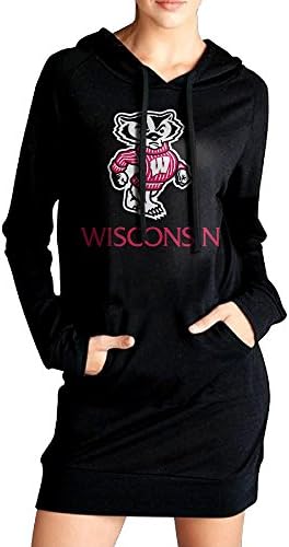 Dudoo Women University Of Wisconsin Madison Sweatshirt Dress Pockets Tunic Top M Black