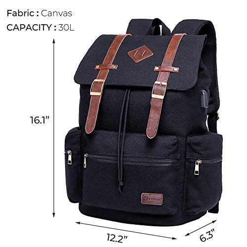 Modoker Vintage Rucksack Backpack for Women Men, Canvas Travel School