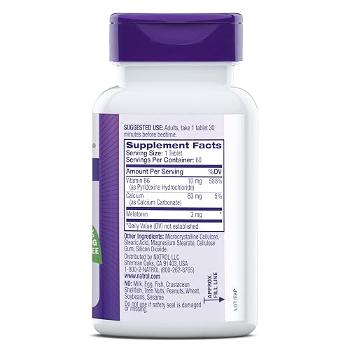 NATROL MELATONIN 3 MG, DIETARY SUPPLEMENT FOR RESTFUL SLEEP, SLEEP SUPPLEMENTS FOR ADULTS, 60 MELATONIN TABLETS, 60 DAY SUPPLY