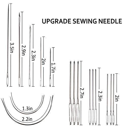 29 Pcs Upholstery Repair Kit, Leather Craft Tools Set Include Wax Thread&Tape Measure&Hand Sewing Needles&Scissors&Mid-Hole Cone&Log Cone&Copper Ring Thimble, Canvas DIY Tool Set for Leather Repair