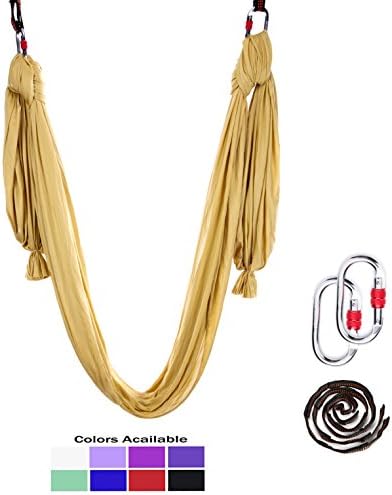 Gpeng Yoga Swing - Yoga Trapeze - Yoga Hammock - Yoga Trapeze Stand - Aerial Yoga Hammock -Yoga Sling/Inversion/Kit - Include 2 Extension Straps and Hardwards for Ceiling Hook/Screws ¡­