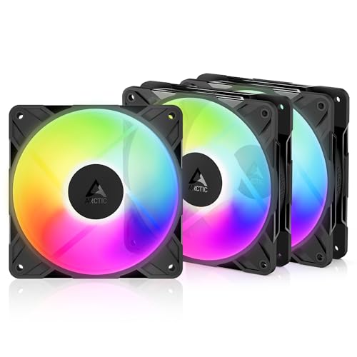 ARCTIC P12 Pro Reverse A-RGB – 3 Pack – 120 mm Premium-Lüfter mit Reverse Airflow, PWM-Lüfter mit Y-Kabelsplitter, 500-3000 rpm, 0 rpm <5% PWM, 5V Dig