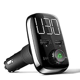Bluetooth FM Transmitter for Car, Wireless Bluetooth FM Radio Adapter Car Kit with Hands-Free Calling and Dual USB Charging Ports, Music Player Support TF Card USB Flash Drive