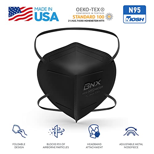 AccuMed BNX N95 Mask Black NIOSH Certified MADE IN USA Particulate Respirator Protective Face