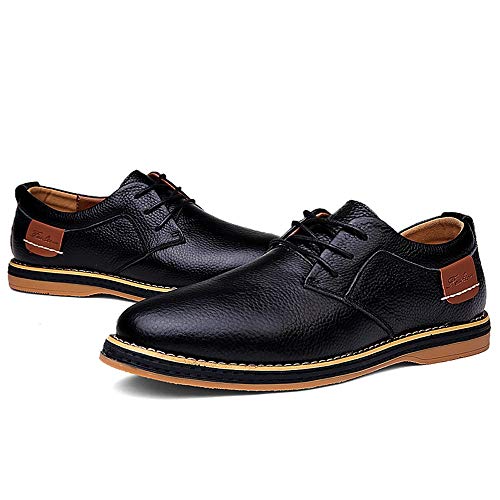 Respctful✿Men Oxford Dress Shoes Leather Lace Up Business Casual Shoes Comfortable Formal PoinShoe Black
