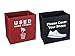 Yolju 2 Pack Shoe Cover Boxes for Realtor, Home, Office. Blue and Red Foldable Boxes Come as a Set with Please Cover Your Shoes and Used Shoe Covers Sign for Disposable Booties