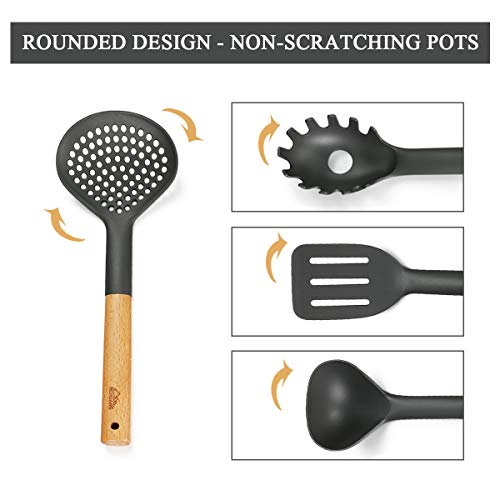 Kitchen Utensil Set - Premium Cooking Utensils Set & kitchen tool with utensils holder for Nonstick Cookware - Kitchen cooking sets with Turners, Tongs, Spatula & Spoons - Thumbnail 7
