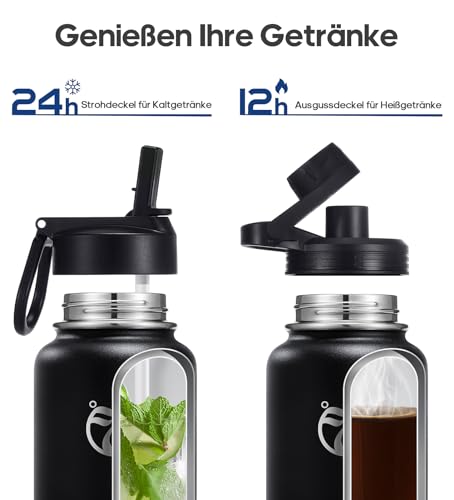 HydroPal Insulated Flask, 750 ml, Stainless Steel, BPA-Free, 24 Hours Cold/12 Hours Hot, Leak-Proof, Sports & Water Bottle with Straw & 2 Lids (Straw + Spout), Non-Slip for Everyday and Sports