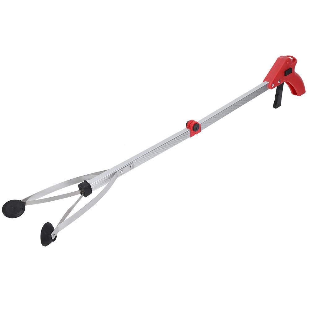 Garbage Picker Extension Grabber Tool Folding Trash Grabber Litter Picker Rubbish Pick Up Hand Tool for Garden Leaves Waste Pick Up(Red handle)