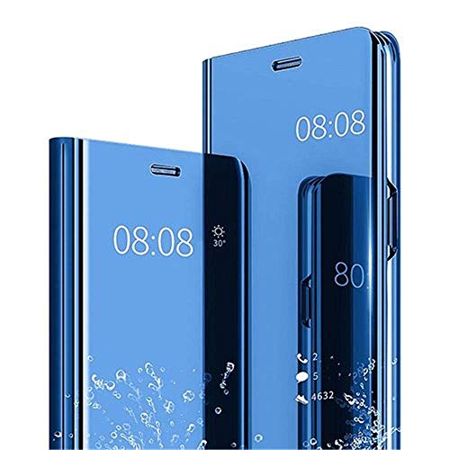 Explocart Clear View Mirror Protective Electroplate Stand Flip Cover for Samsung Galaxy J6 [2018 Launch] - Blue