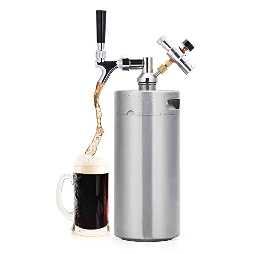 Lamtor-128-Ounce-Mini-Keg-Pressurized-Growler-for-Craft-Dispenser-System-CO2-Adjustable-Draft-Beer-Faucet-with-Perfect-Pour-Regulator-36L-Silver