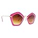 FRILLS Hot Pink Geometric Kids Polarized Oversized Sunglasses for Girls and Children Age 3-12