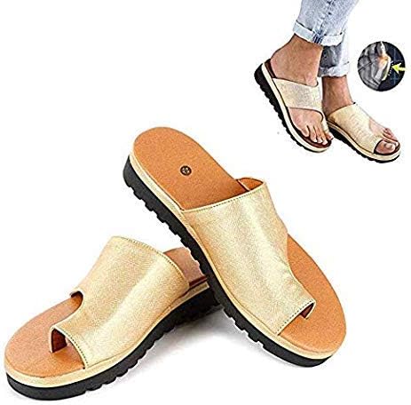BestWalk Bunion Sandals Orthopedic Premium Toe Corrector Sandals (Gold,36)
