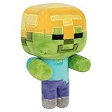 JINX Minecraft Happy Explorer Gold Helmet Zombie Plush Stuffed Toy, Multi-Colored, 7