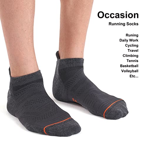 CelerSport 6 Pack Men's Running Ankle Socks with Cushion, Low Cut