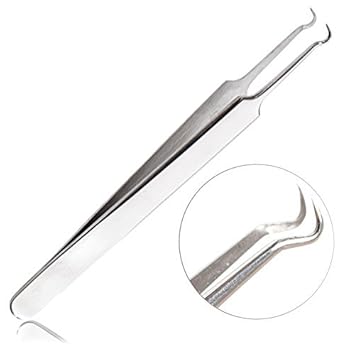 Stainless Steel Curved Hook Tipped Precision Tweezers