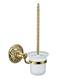APL-6313 Exquisite Carved Bathroom Accessories, Solid Brass Base Toilet Brush Holder , Gold