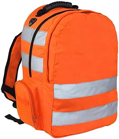 MyShoeStore Hi Vis Viz Backpack Work Rucksack High Visibility Safety Lightweight Reflective Stripe Strap Cycling Hiking Walking Sports Gym School College Bags Back Pack