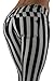 6065X - Women’s Plus Size Blk & Wht Striped 5 Pockets Classic Skinny Jeans