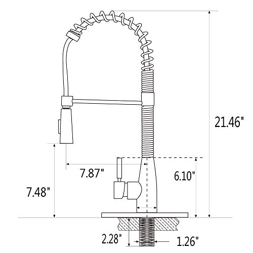 VESLA HOME Modern Commercial Stainless Steel Single Handle Pull Down Sprayer Head Brushed Nickel Kitchen Faucets, Sink Faucet Kitchen with Deck Plate - Thumbnail 6
