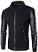 Neleus Men's Leather Sleeves Slim Fit Varsity Jacket Letterman Jacket,221,Black,L,Asia 3XL