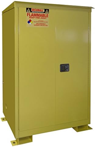 SECURALL A190WP1 Weatherproof, Flammable Storage Cabinet, 15 YR Warranty, 2-Door, 18-5 Gal Capacity, 65 x 43 x 31 IN, FM Approved, SMaRT Certified - Yellow