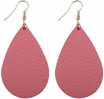 [2 Pairs Pack] Leather Earrings Teardrop Leaf Drop Antique Fashion Jewelry, Nickel Free Lightweight