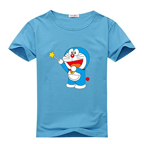 ADAMWilson New fashion O neck men t-shirt doraemon print Large Sky Blue