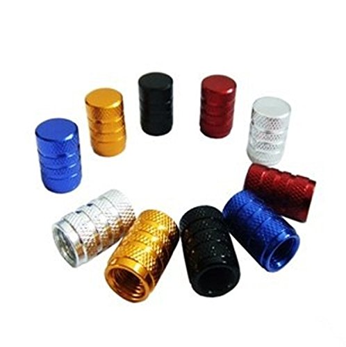 Godeson Blue Aluminum Car Truck Motocycle Bike Tyre American Air Valve Caps Tire Valve Cap Car Knurling Style Airtight –set of 4pcs
