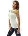 PattyBoutik Women Twist Asymmetric Neckline Sleeveless Blouse (Ivory White Medium)