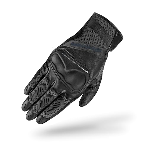 SHIMA HERO GLV Motorbike Gloves Women Leather Short Summer Biker Armoured Protectors Motorcycle Perforated Ventilated Reinforced Touchscreen Motorsport Glove Racing Motorbikes (Womens, Black, XL)