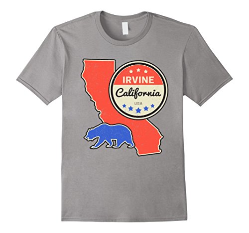Mens Irvine California Souvenir T-Shirt : Retro State Born Stuff Small Slate