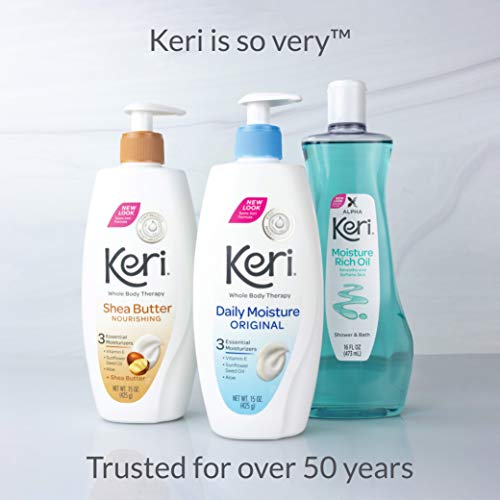 KERI WHOLE BODY THERAPY ORIGINAL SHEA BUTTER LOTION, CONTINUOUS MOISTURIZATION, 3 ESSENTIAL MOISTURIZERS (VITAMIN E, ALOE AND SUNFLOWER SEED OIL) 15 OZ.