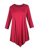 MILANKERR Women's Casual Plus Size 3/4 Sleeve Irregular Hem Dress Basic Shirt