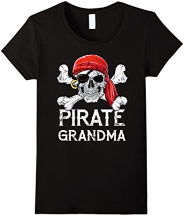 Womens Pirate Grandma T shirt Jolly Roger Skull &amp; Crossbones Flag XL Black