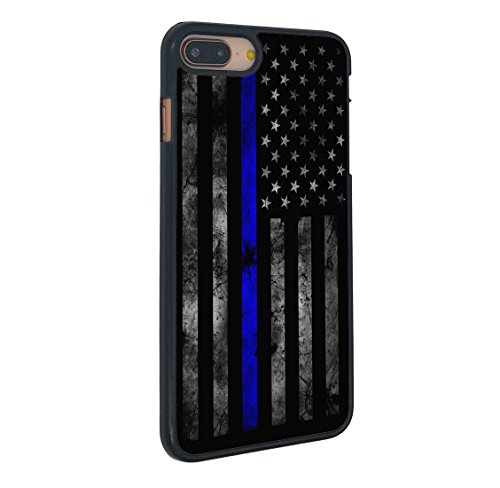 CICPLKSE for iPhone 7 Plus Case,Old Retro Thin Blue Line American Flag Design Hard Plastic Cover Anti-Scratch Protective Phone Case for iPhone 7 Plus 5.5"